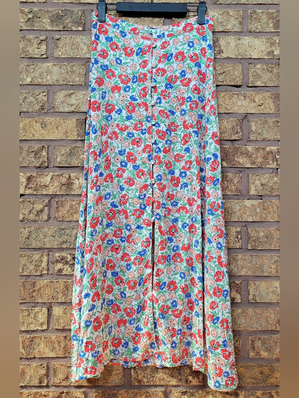 Nobody's Child Maxi Button-Front Floral Maxi Skirt Size 6 100% Viscose